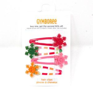 NWT Gymboree hair snap clips Cheery All the Way snowflake 4pk barettes